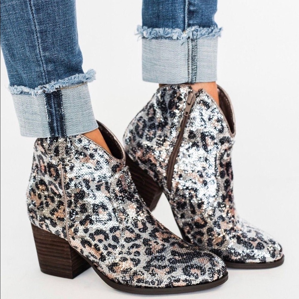 Sparkly Cheetah Print Booties